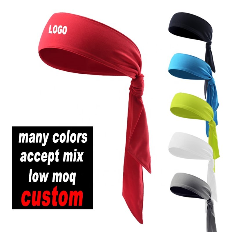 low moq Custom logo headbands Quick Dry Wicking Polyester headtie Head Tie sports Headband