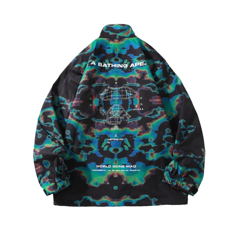 Wholesales Green Camo Basketball Windbreaker Jacket Printing Men's pockets waterproof jackets for men custom manufacturer