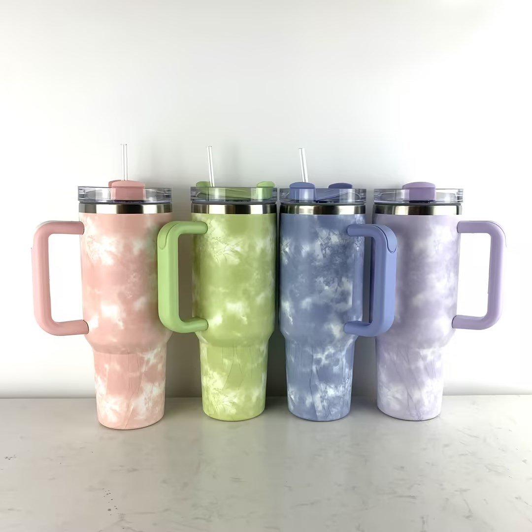 mug tie dye cup Adventure 40oz Tumbler H2.0 Customized Travel Car Mug With Handle And Straw and lid