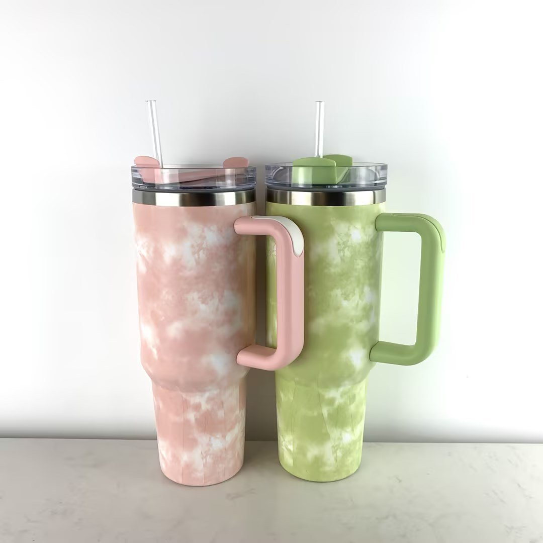 mug tie dye cup Adventure 40oz Tumbler H2.0 Customized Travel Car Mug With Handle And Straw and lid