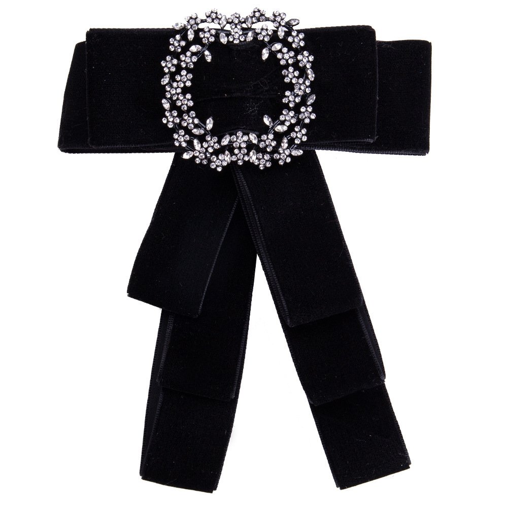 Jachon custom Luxury New Braided Diamond Bow Brooch Canary Velvet Fashion Bowknot Neck Bow Tie