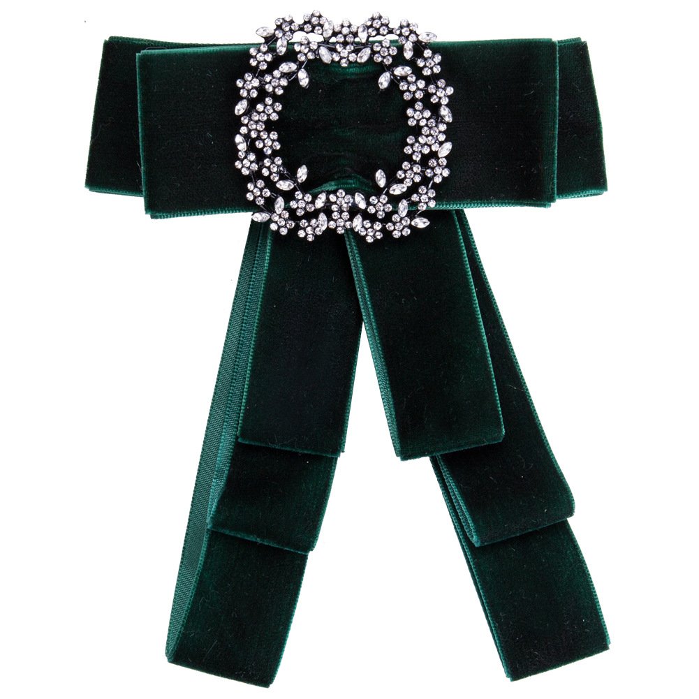 Jachon custom Luxury New Braided Diamond Bow Brooch Canary Velvet Fashion Bowknot Neck Bow Tie