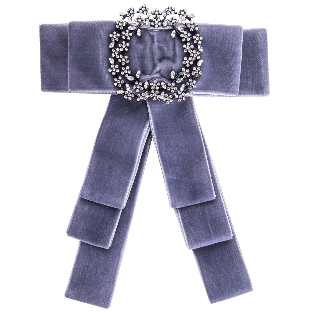 Jachon custom Luxury New Braided Diamond Bow Brooch Canary Velvet Fashion Bowknot Neck Bow Tie