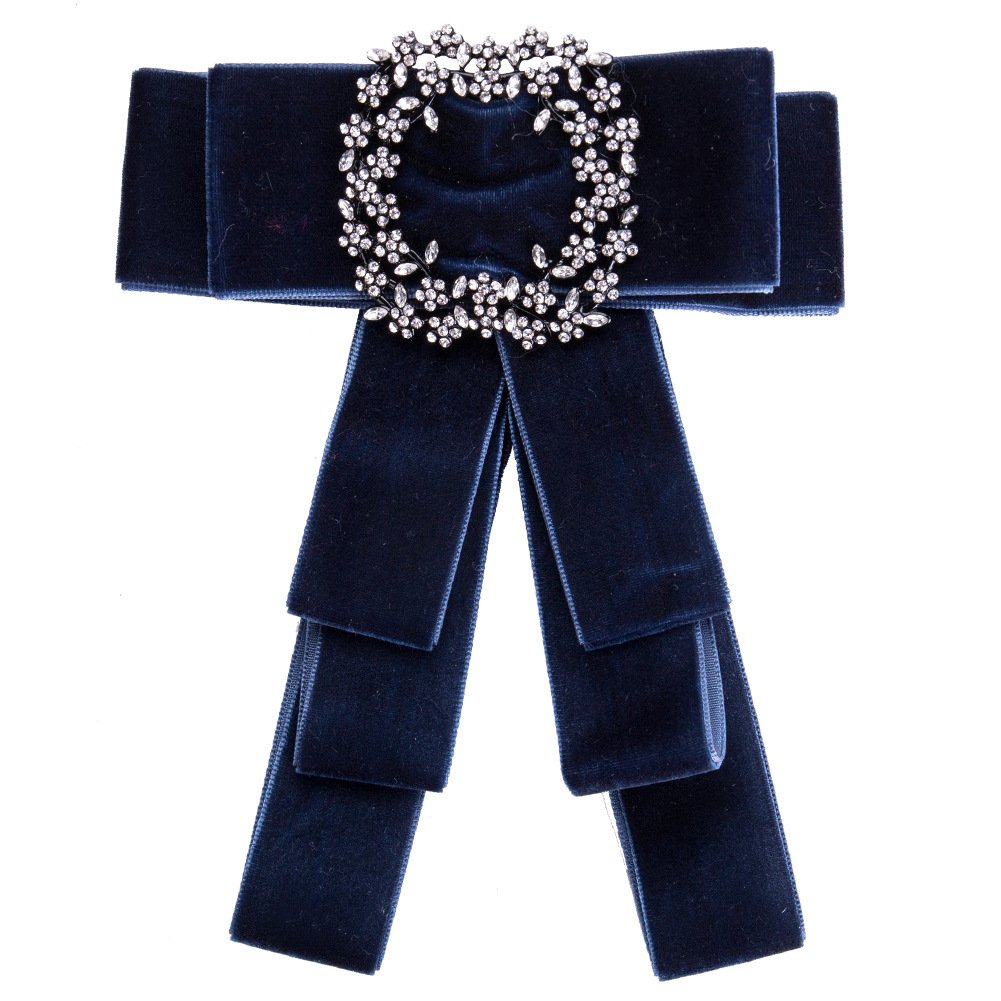 Jachon custom Luxury New Braided Diamond Bow Brooch Canary Velvet Fashion Bowknot Neck Bow Tie