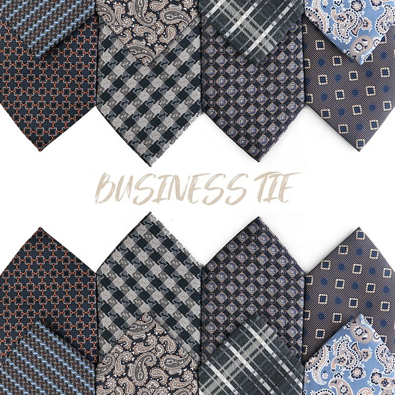 Gray Paisley 7.5cm Tie Classic Floral Tie For Men Stock Jacquard Woven 100% Polyester Men's Luxury Ties For Business Party