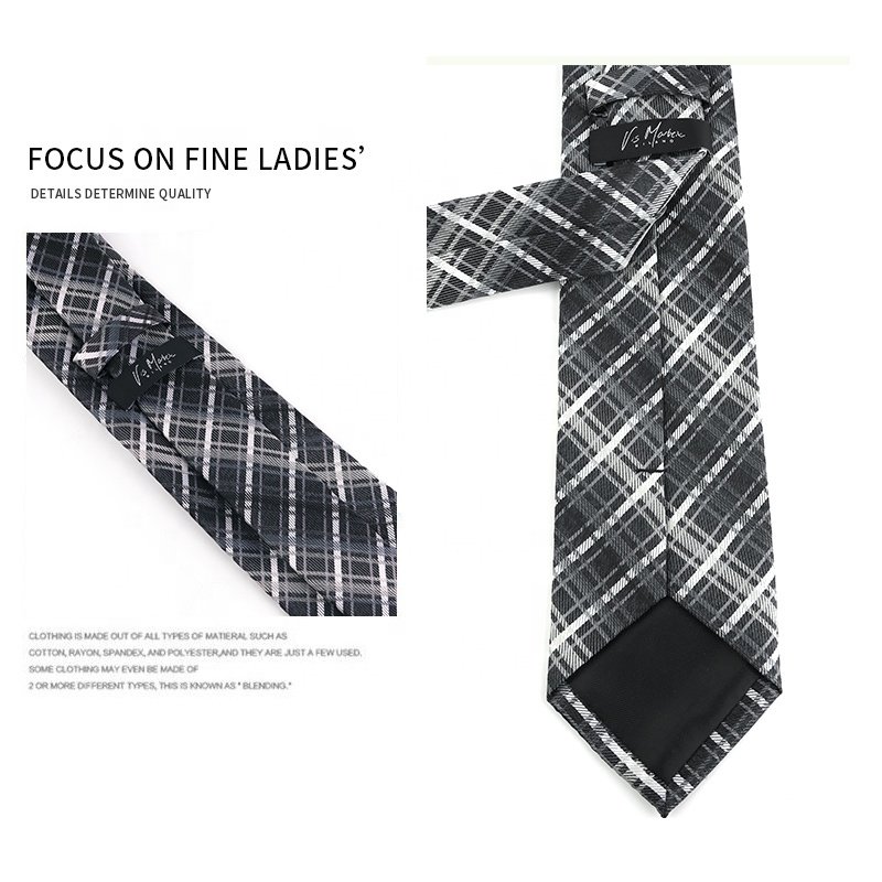 Gray Paisley 7.5cm Tie Classic Floral Tie For Men Stock Jacquard Woven 100% Polyester Men's Luxury Ties For Business Party