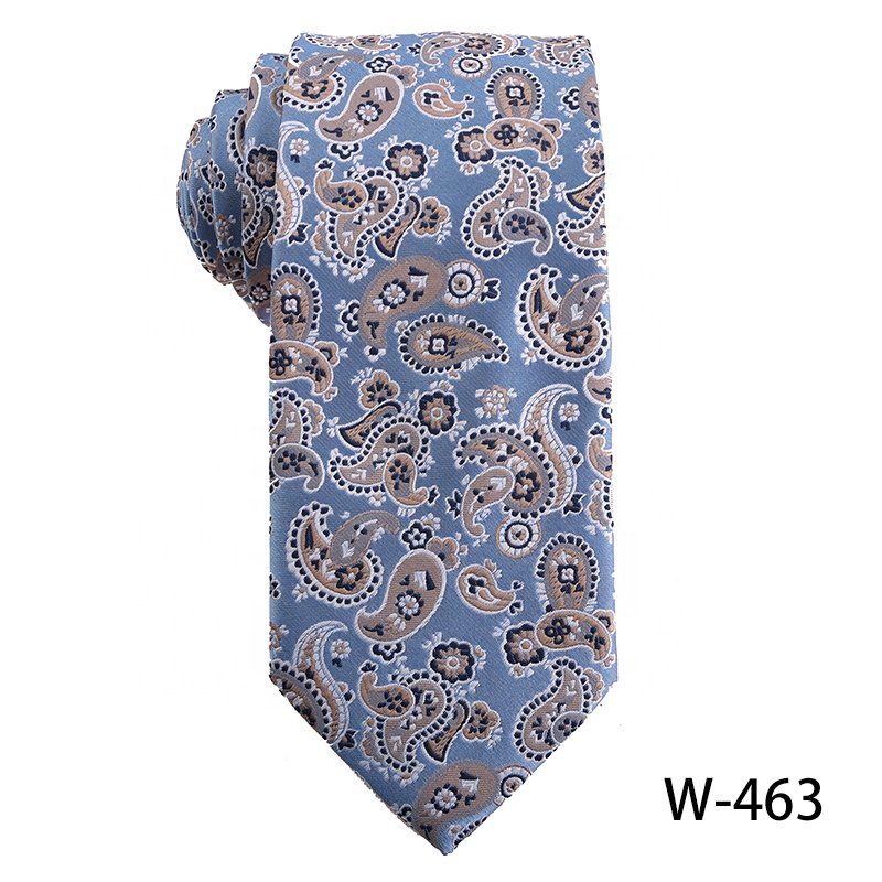 Gray Paisley 7.5cm Tie Classic Floral Tie For Men Stock Jacquard Woven 100% Polyester Men's Luxury Ties For Business Party