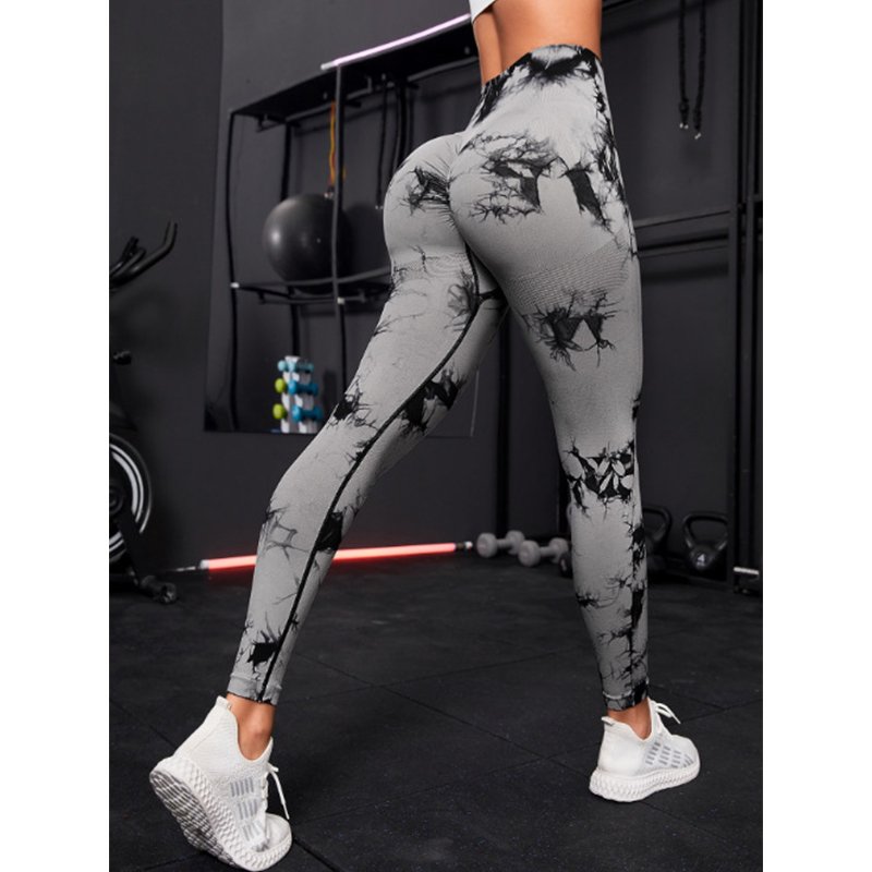 Custom Logo Women Seamless Leggings Tie Dye Sports High Waist Scrunch Butt Lifting Tummy Control Breathable Yoga Pant