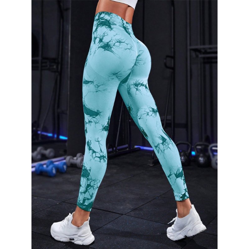 Custom Logo Women Seamless Leggings Tie Dye Sports High Waist Scrunch Butt Lifting Tummy Control Breathable Yoga Pant
