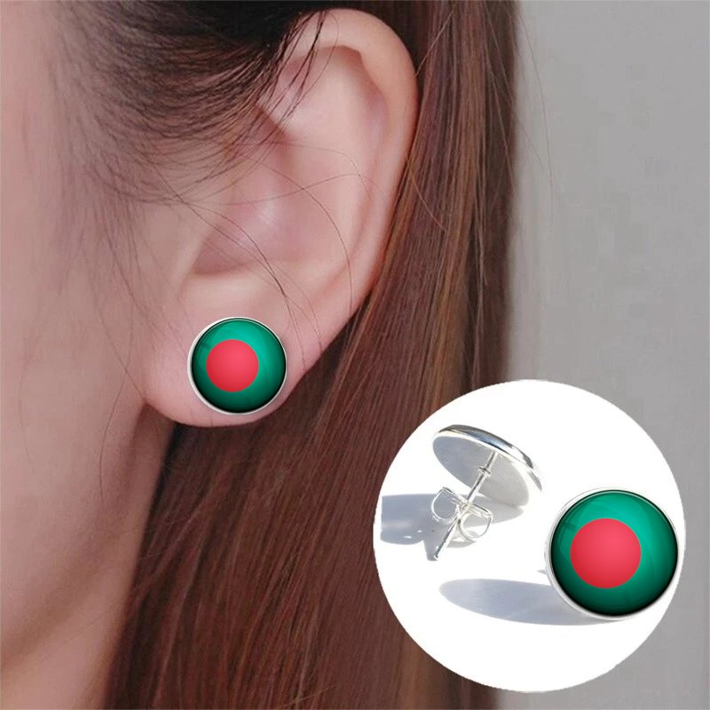 80 Models Bangladesh Country Flag Map Tie Clip Lapel Pin Ring Brooch Cuff Link Necklace Bracelet Earrings Key Chain Jewelry Set