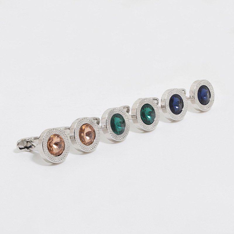 Fashion Metal Alloy Cuff Links with Glass
