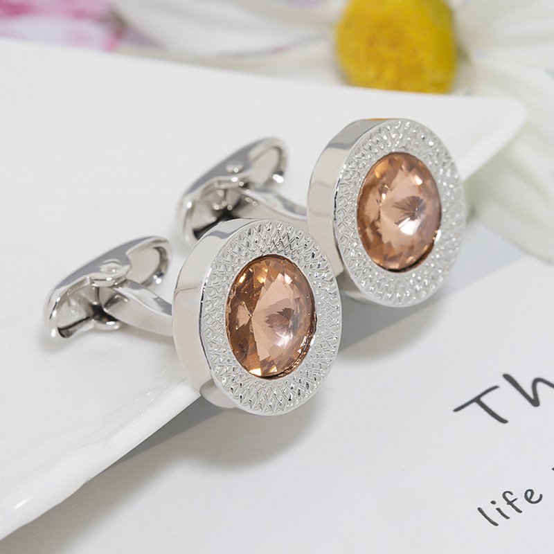 Fashion Metal Alloy Cuff Links with Glass