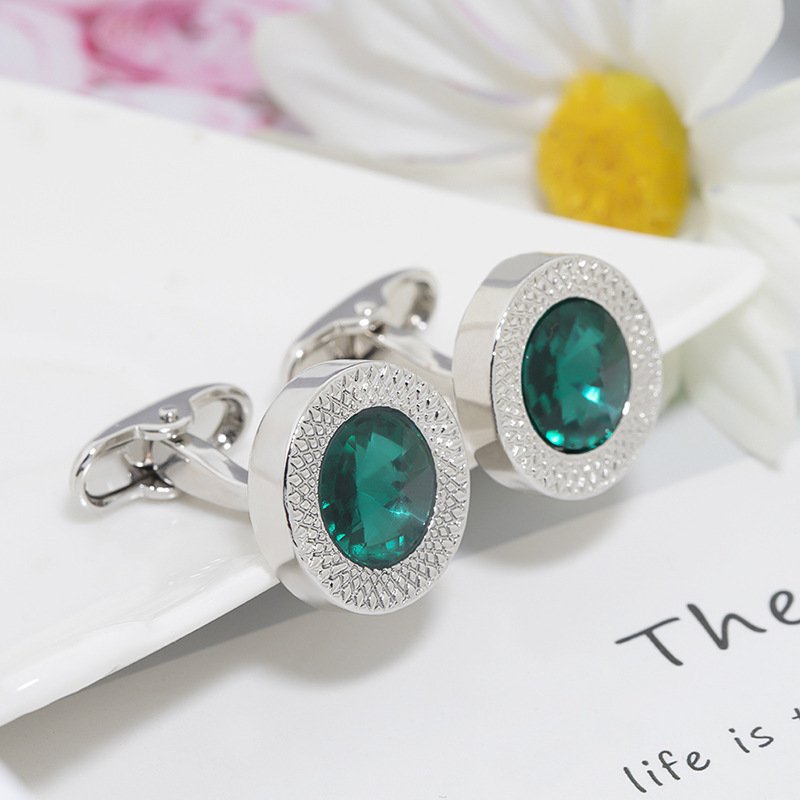 Fashion Metal Alloy Cuff Links with Glass