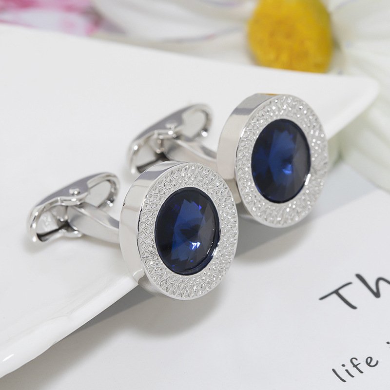 Fashion Metal Alloy Cuff Links with Glass