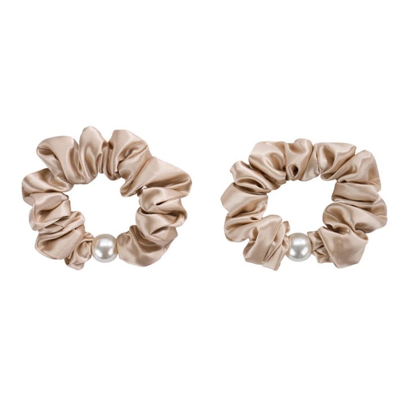 Factory wholesale Custom logo label large pearl silk hair scrunchies 100% pure mulberry silk hair tie
