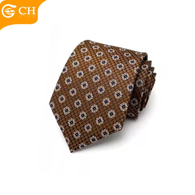 OEM Chinese Factory Stylish Designer Sepia Striped Neckties For Men Stylish Import Woven Polyester Custom Gift Set Tie