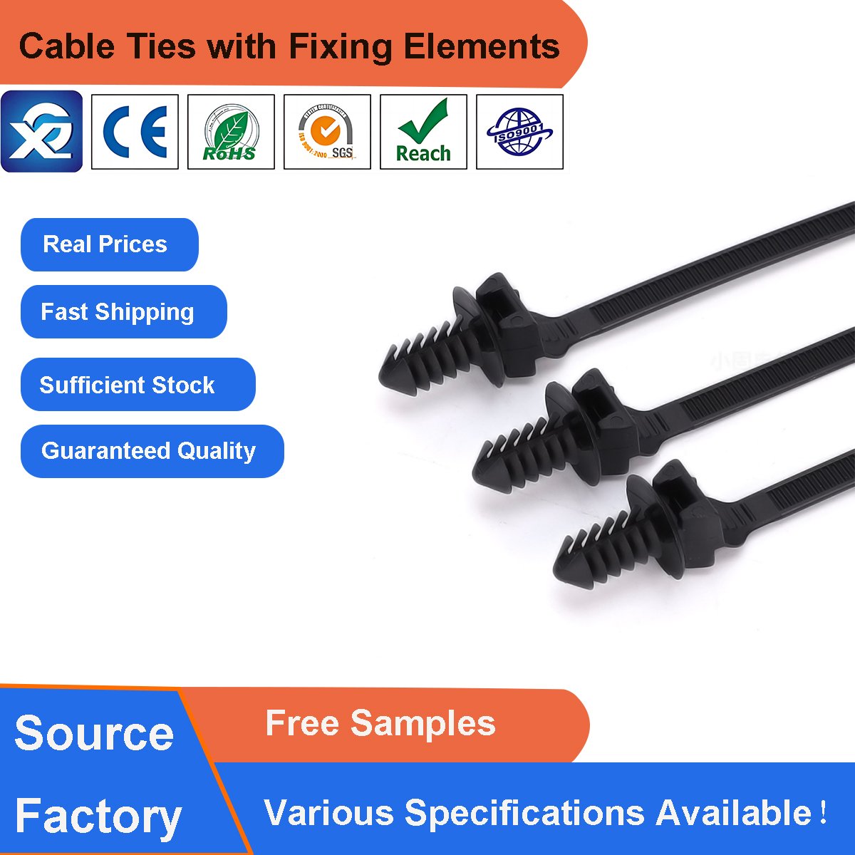 5.5*100mm Elevate Your Projects: Fir Tree Head & Push Mount Technology Cable Zip Tie for Quick Installations