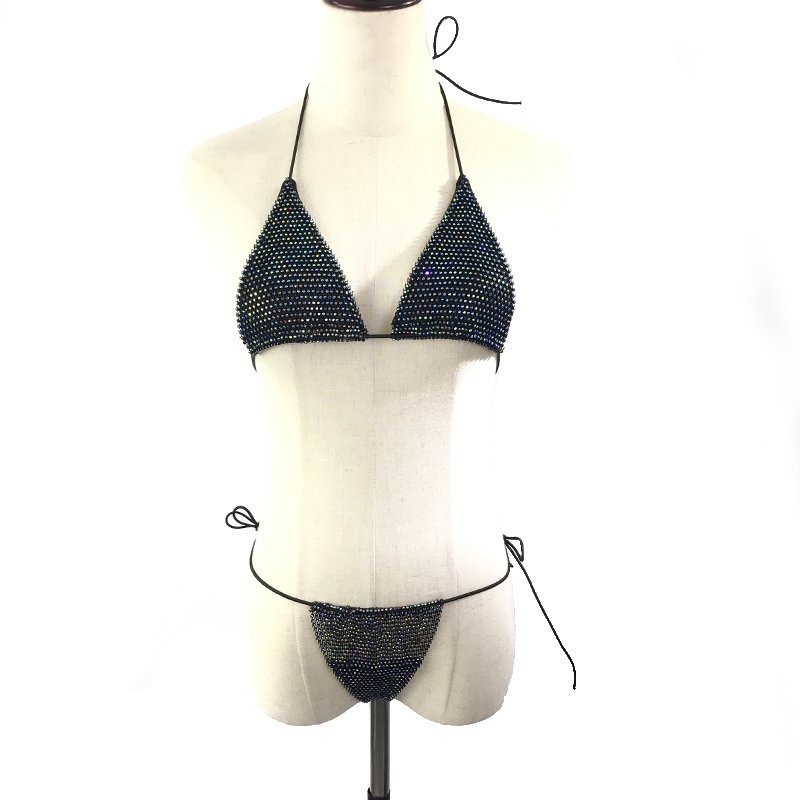 S563 New Luxurious Rhinestone mesh Bikini Crystal Diamonds Swimsuit Rhinestone Swimwear bikini set for lady