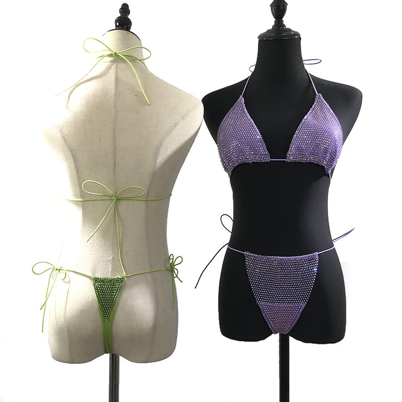 S563 New Luxurious Rhinestone mesh Bikini Crystal Diamonds Swimsuit Rhinestone Swimwear bikini set for lady