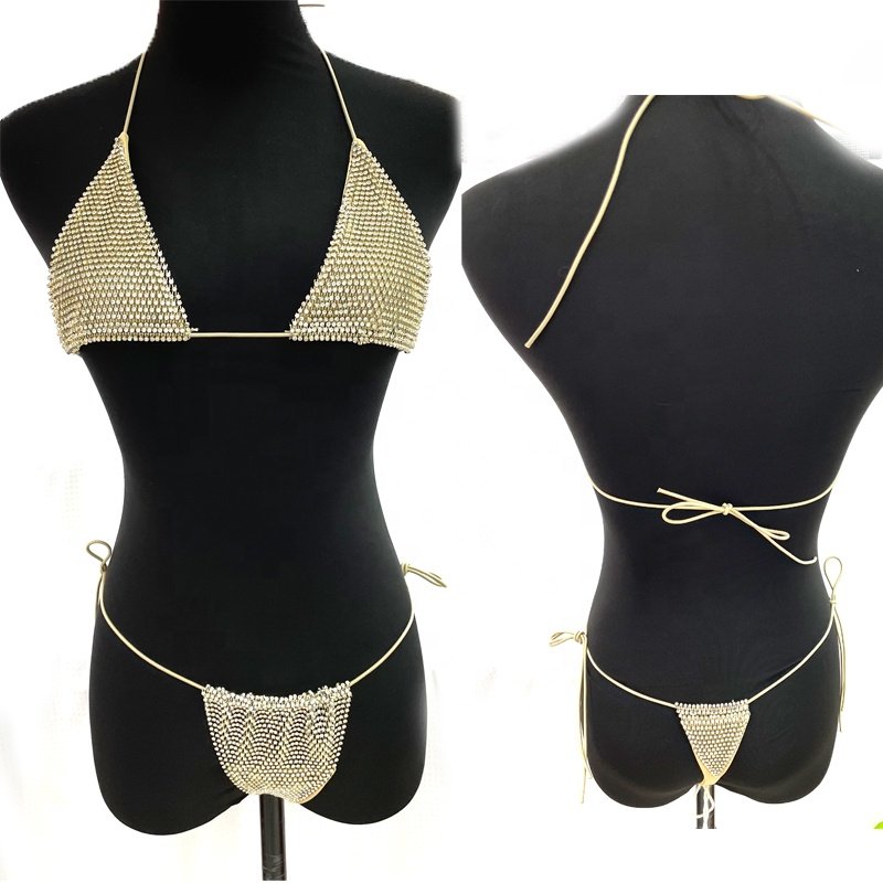S563 New Luxurious Rhinestone mesh Bikini Crystal Diamonds Swimsuit Rhinestone Swimwear bikini set for lady