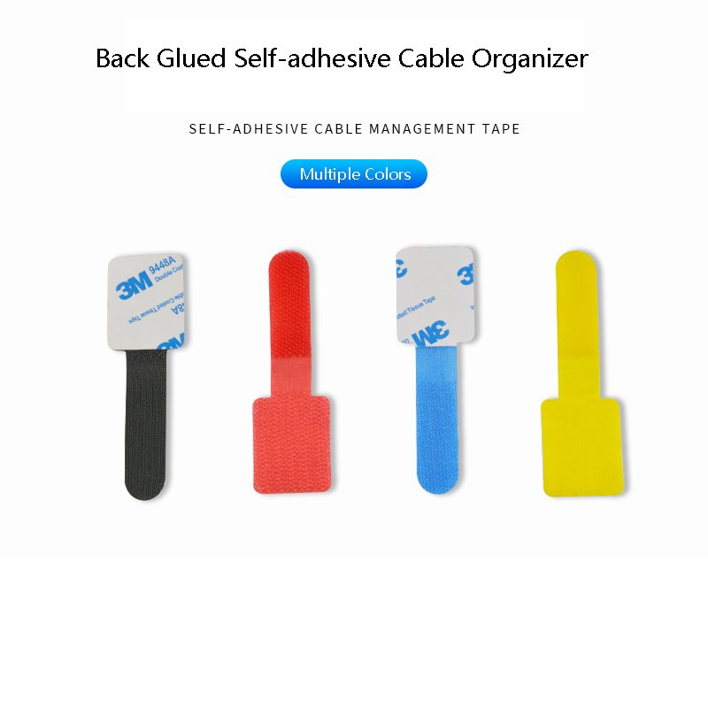 New Arrival Adhesive Hook And Loop Four Colors Klettband Back Glue Releasable Cable Organizer Hook And Loop Cable Tie