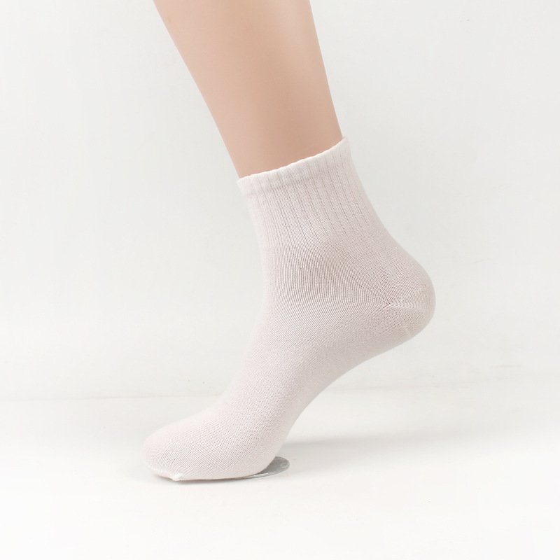 Cotton polyester breathable black white grey plain men women crew socks
