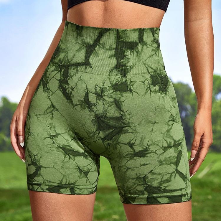 Tie Dye Seamless Shorts Scrunch Butt Lifting Shorts Push Up Workout Elastic Tights Booty High Waist Yoga Pants Gym Shorts