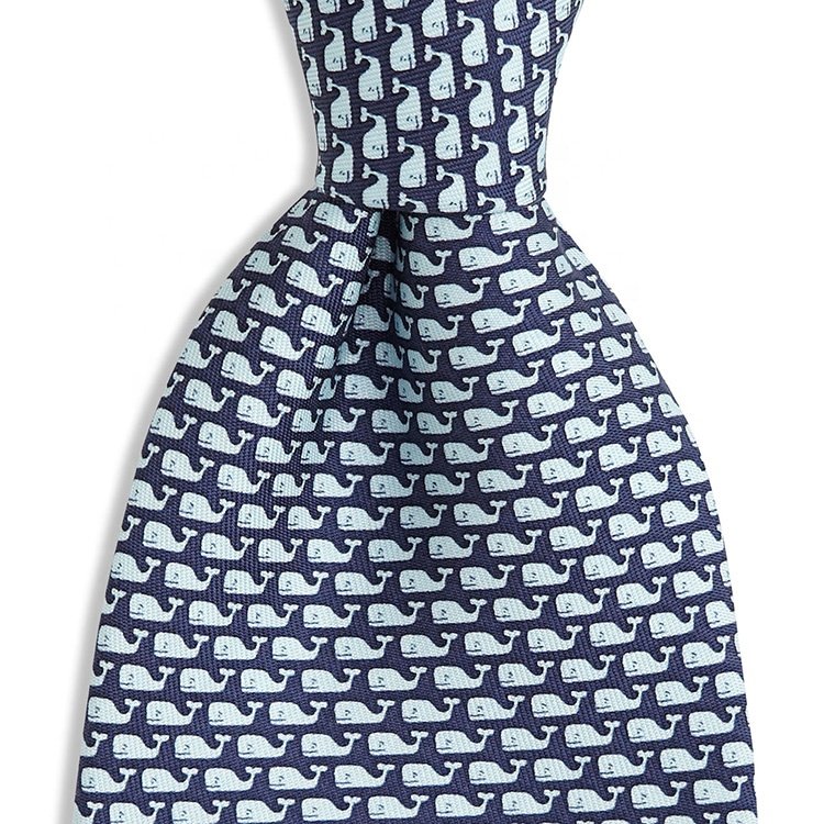 XINLI Whale Pattern All Over Digital Print Men Necktie Fashion Design Animal Custom Printed Silk Tie