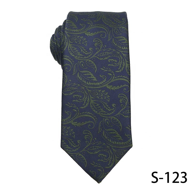 Navy blue and dark green Paisley cashew flower tie jacquard woven 100% polyester necktie for man good quality