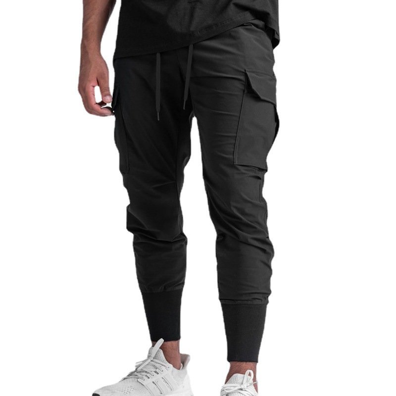 Wholesale Europe Men Long Pants Street Men's Sports Jogger Multi Pocket Trousers Elastic Waist Ankle-tied Pencil Casual Pants