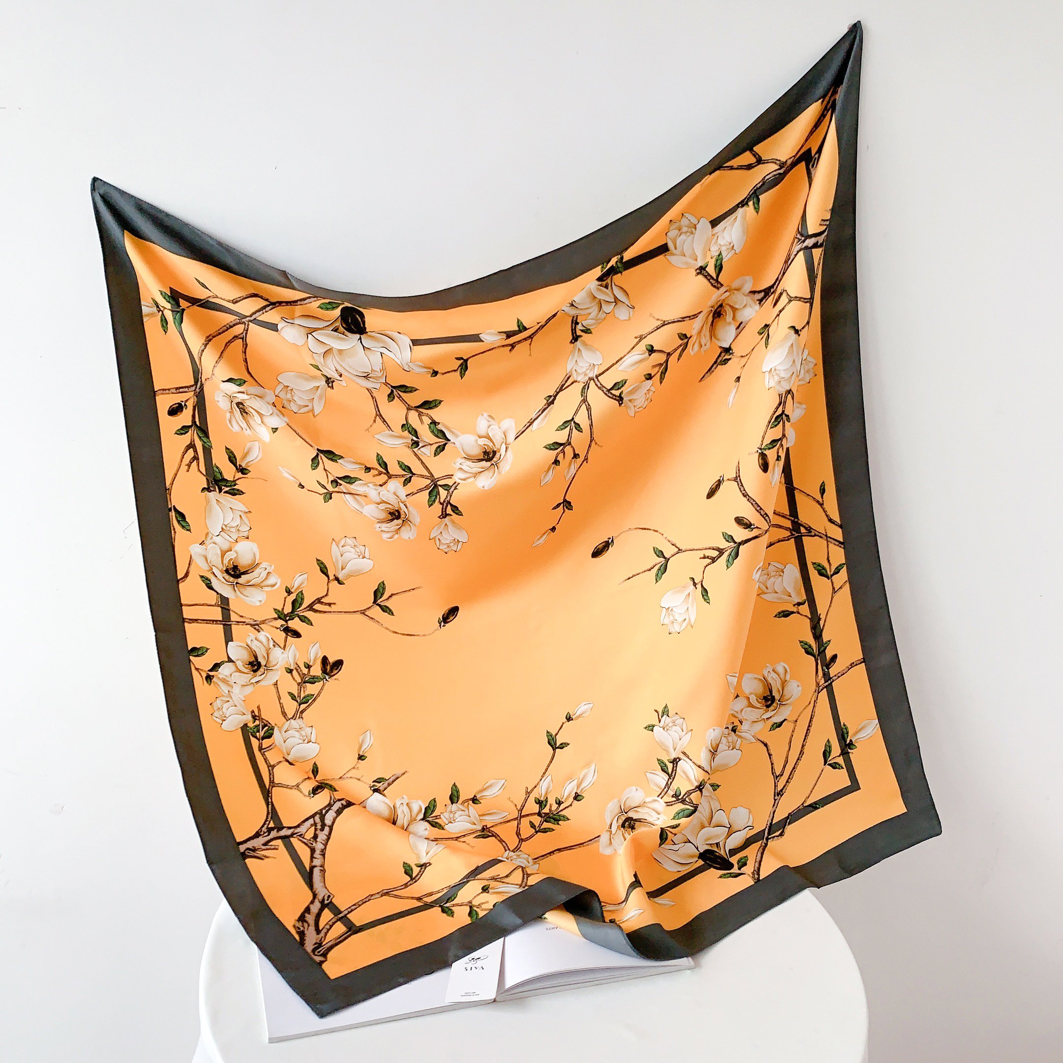Newest designs printed twill silk square scarf elegant muslim women hair tie square silk head wraps Beach Shawls Bandanas
