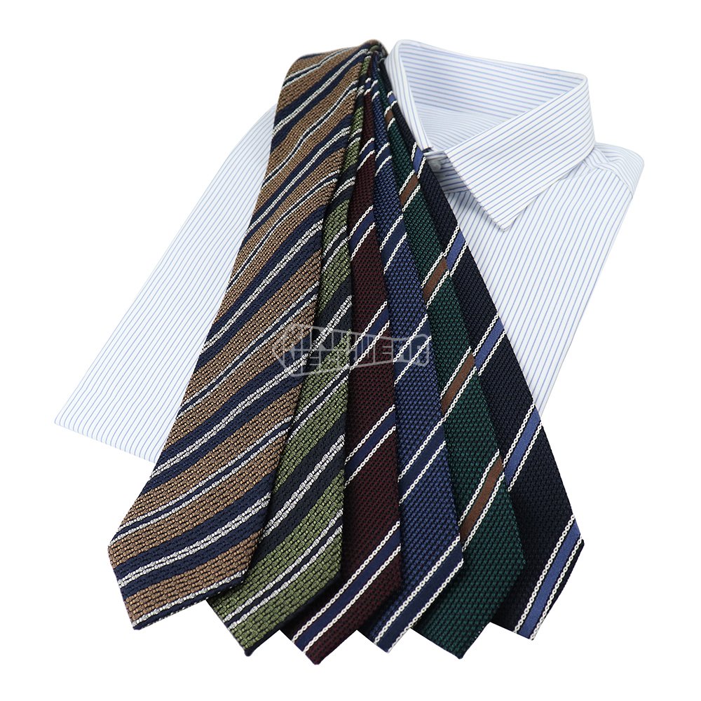 Make Designer Luxury Business Accessories Mens Textured Silk 8Cm Striped Ties Grenadine Neckties