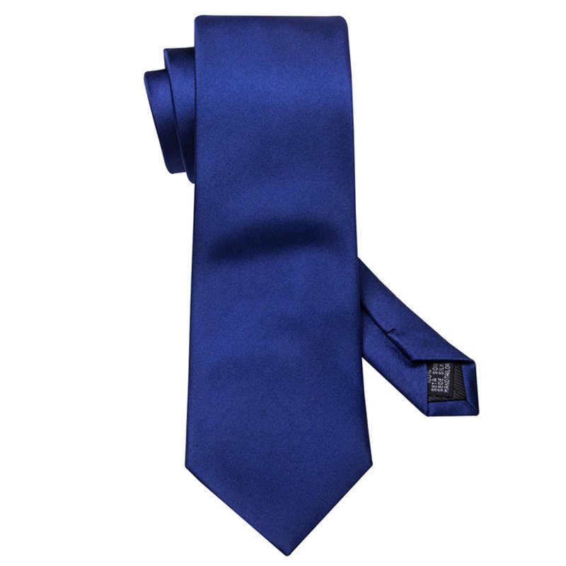 Business Fashion Luxury Navy Blue Solid Plain Jacquard Woven Silk Men's Tie Handkerchief Cufflinks Gift Set For Men