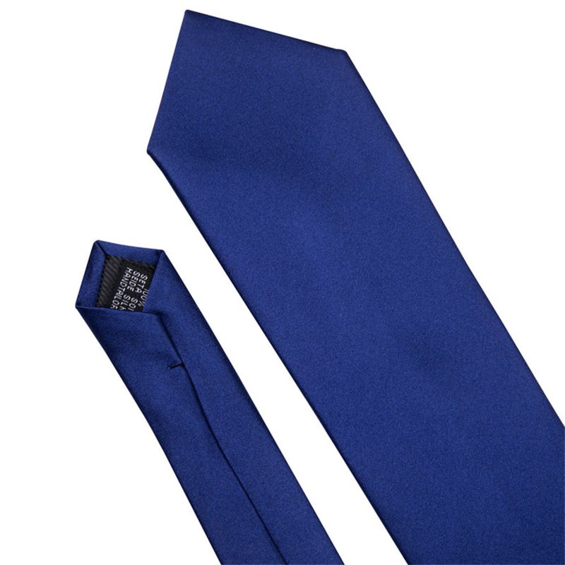 Business Fashion Luxury Navy Blue Solid Plain Jacquard Woven Silk Men's Tie Handkerchief Cufflinks Gift Set For Men