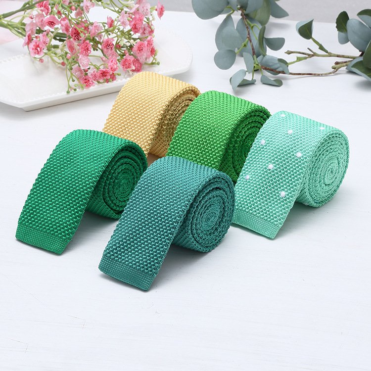 Wholesale Casual Knit 5cm Tie Polyester Men Plain Solid Men's Knit Narrow Neck Ties