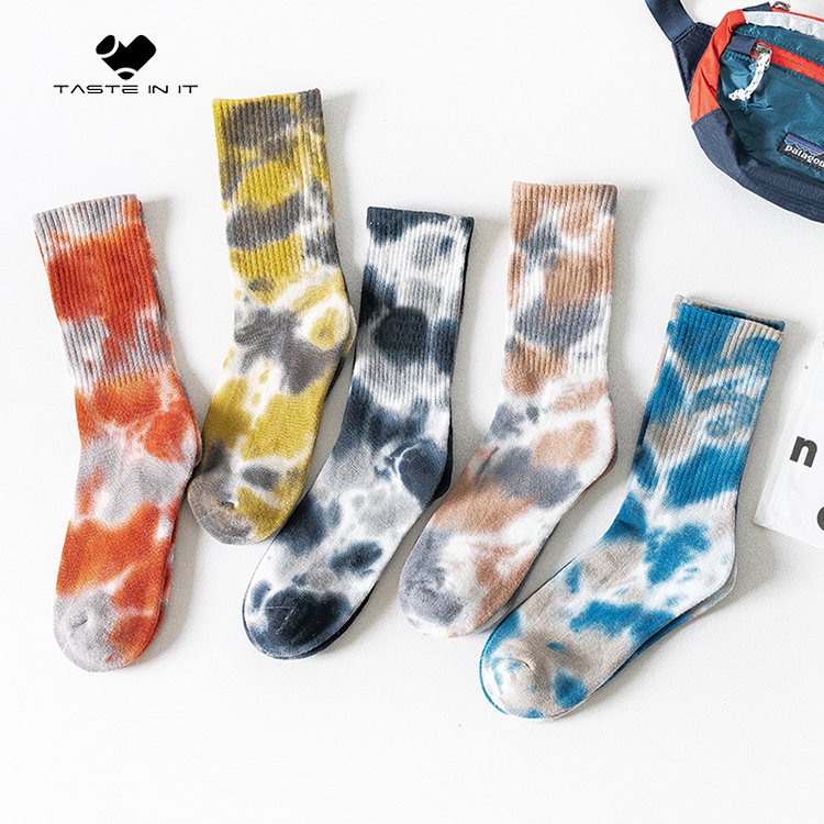 Fashion Sports High Tube Skateboard Sock Unisex Colorful Tie-dyed Custom Tie Dye Socks