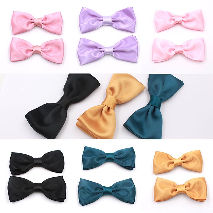 Wholesale Custom polyester baby black silk hair ribbon bow tie with clip
