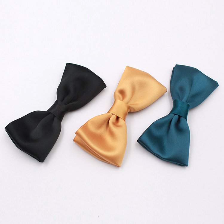 Wholesale Custom polyester baby black silk hair ribbon bow tie with clip