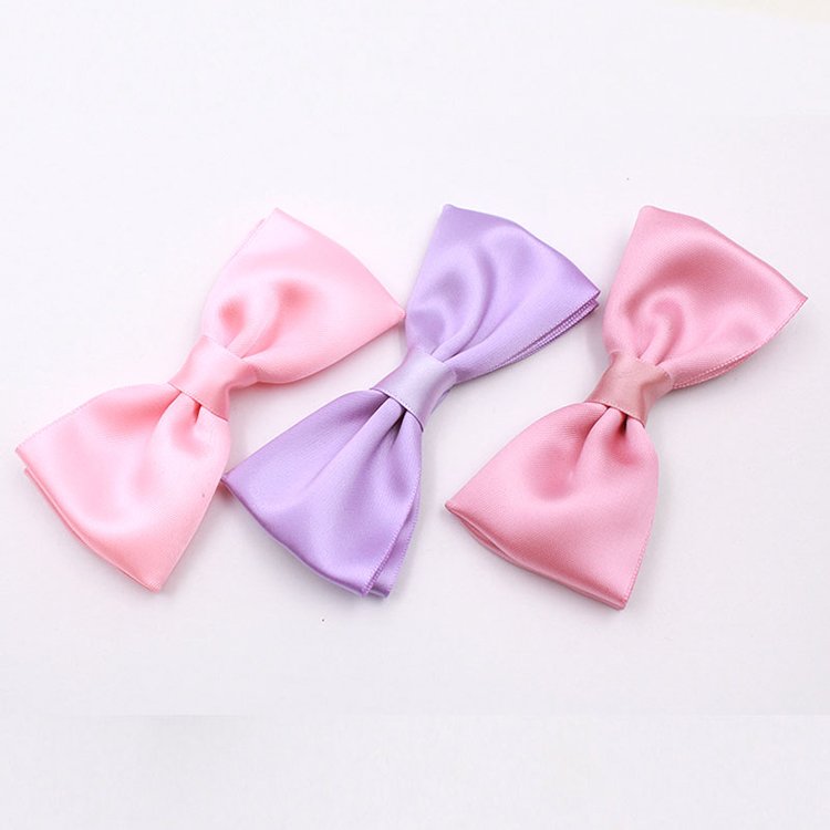 Wholesale Custom polyester baby black silk hair ribbon bow tie with clip