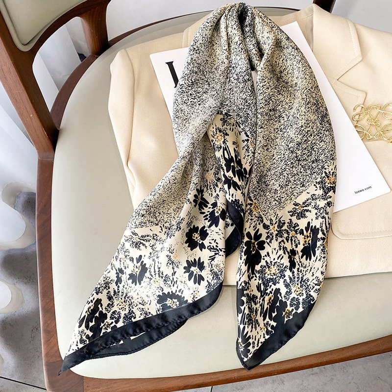 Women Small Satin Silk Scarf Square Print Wrap Foulard Femme Handkerchief Bandana Neck Hair Skinny Tie Scarves Shawls