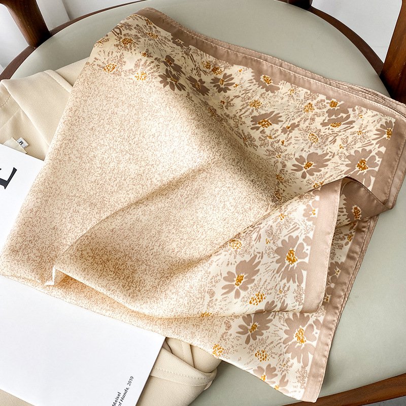 Women Small Satin Silk Scarf Square Print Wrap Foulard Femme Handkerchief Bandana Neck Hair Skinny Tie Scarves Shawls