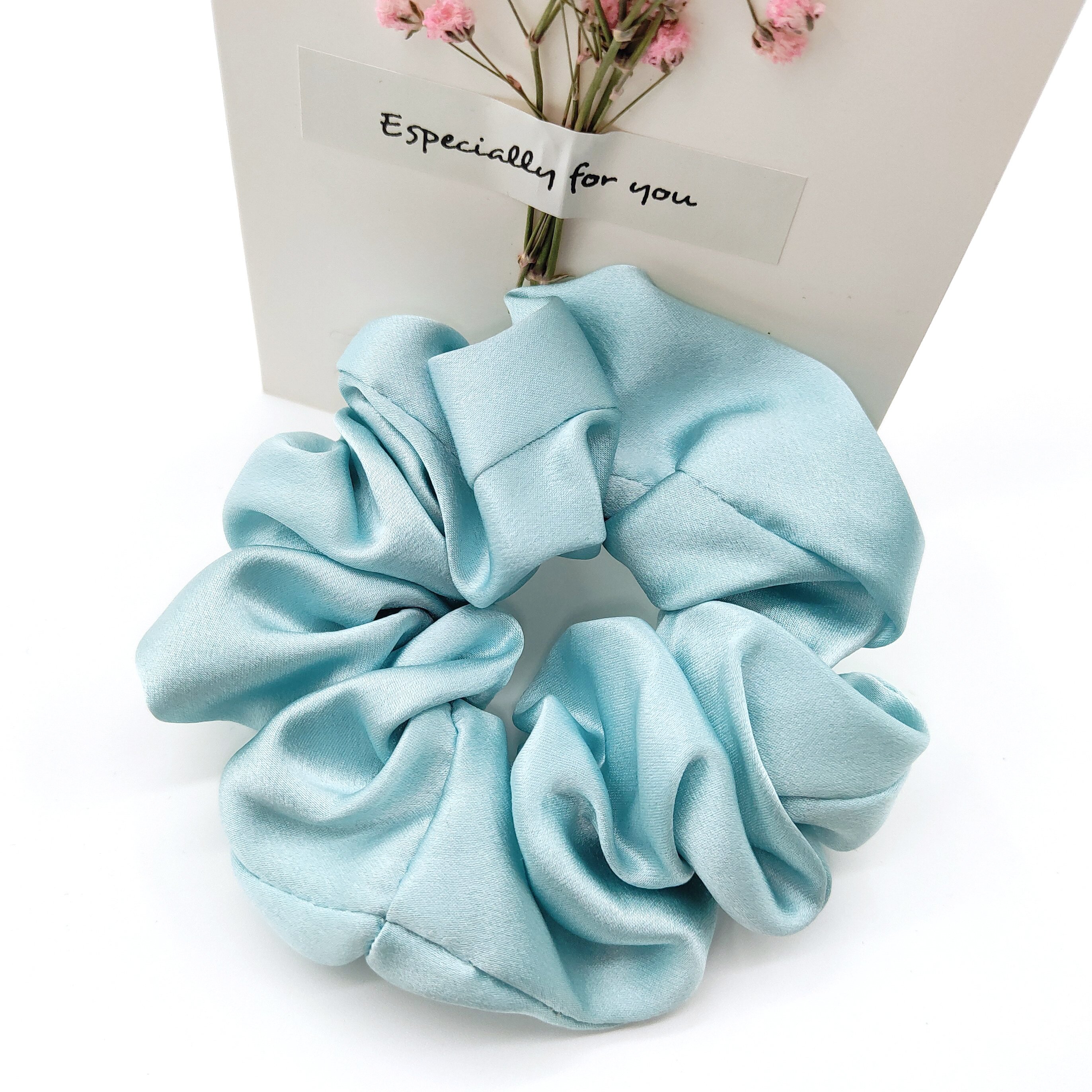 Summer New Cream Satin Hair Scrunchies High Quality Pure Silk Ties in stock