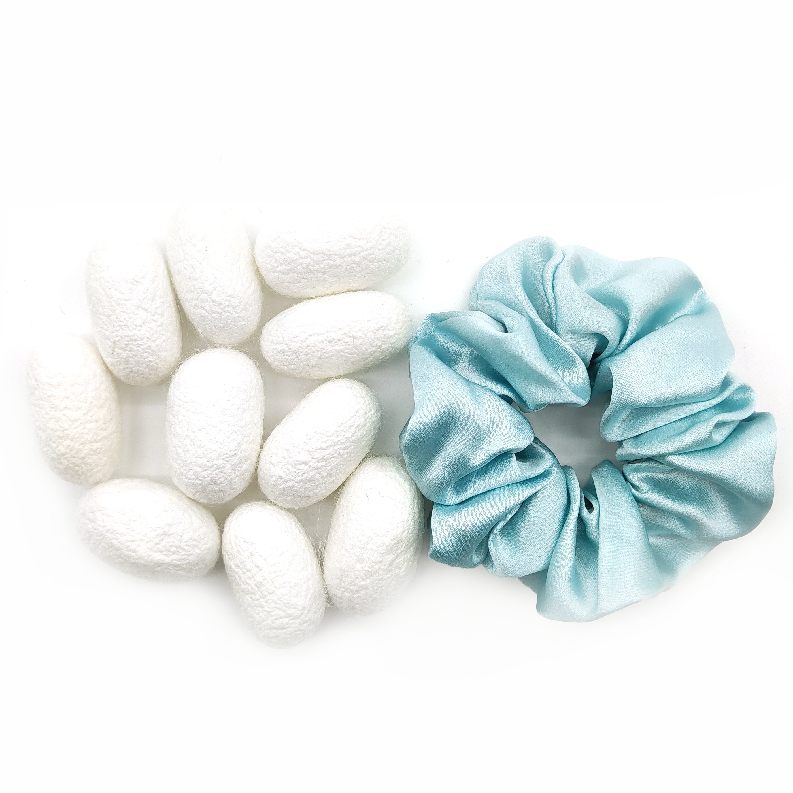 Summer New Cream Satin Hair Scrunchies High Quality Pure Silk Ties in stock