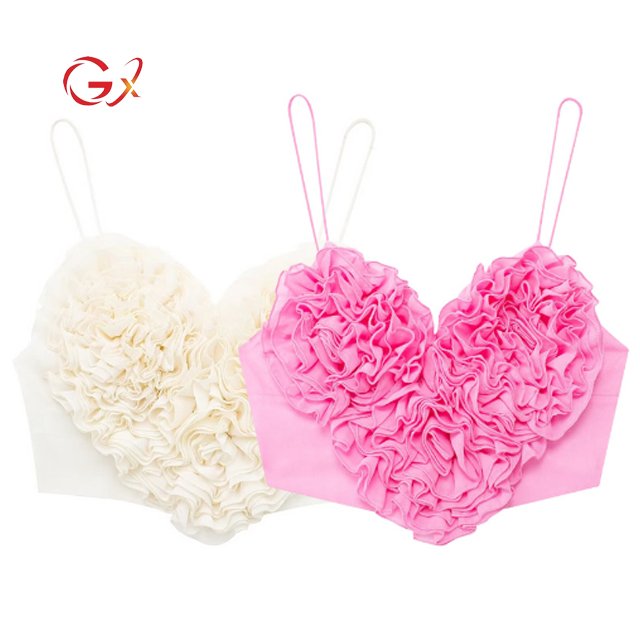 GX0004 Fashion 2024 summer irregular heart-shaped blouse ladies tight fit unique tank top women