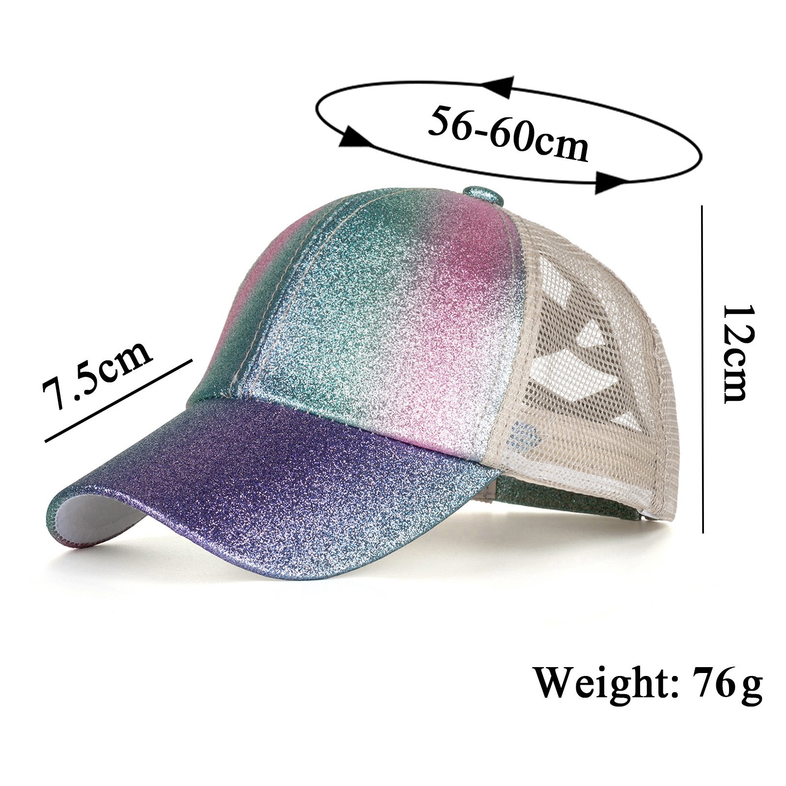 Ready To Ship High Quality 6 Panel Full Mesh Pre Curved Tie Dy Hats Women Ponytail Trucker Caps Hat