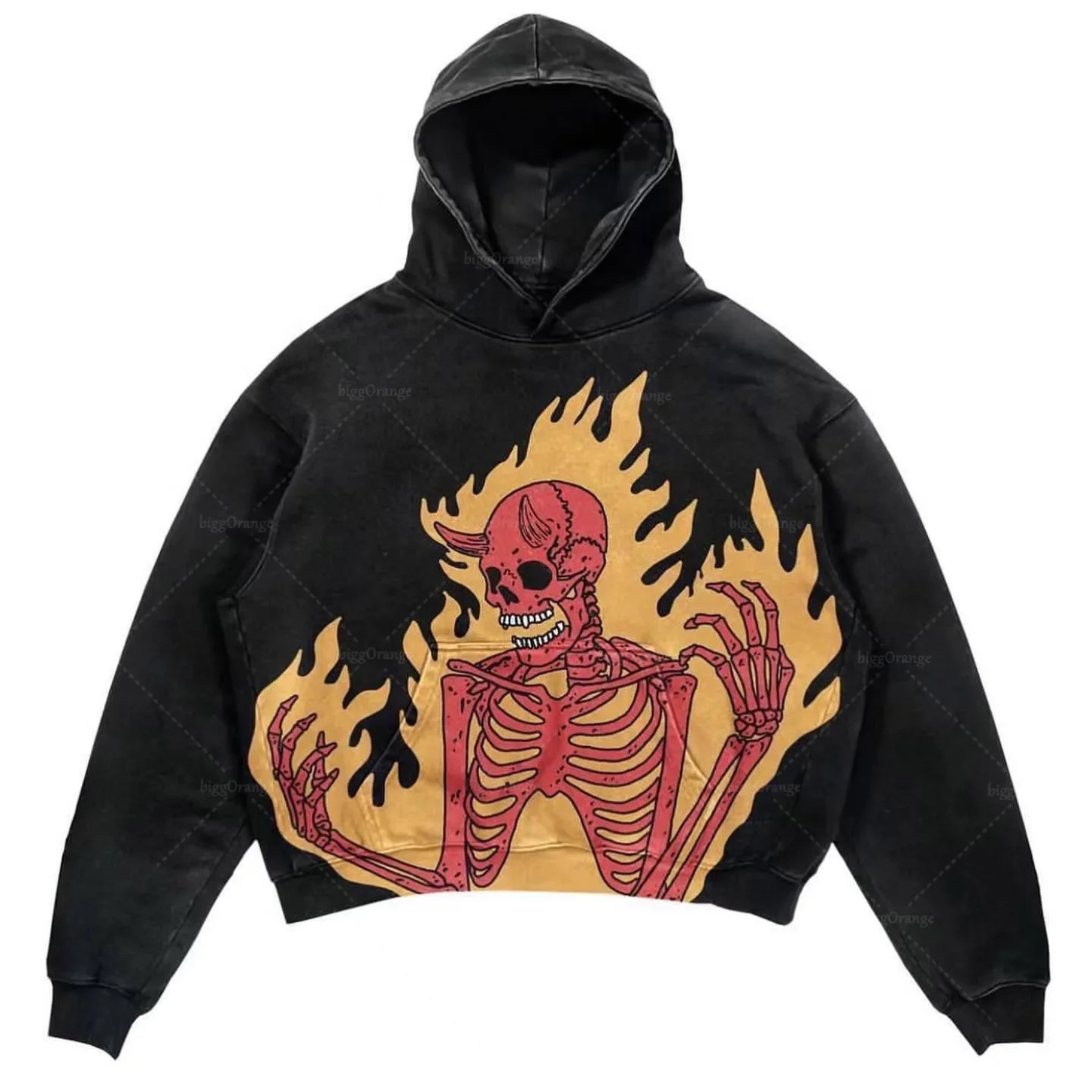 2024 New American Gothic fashion letter print hoodie male punk hip-hop loose trend relaxed casual couple street wear