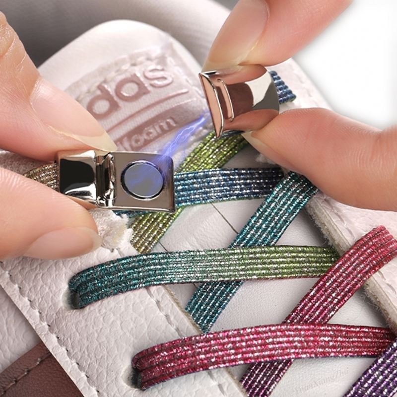 Colorful Elastic Sneakers Shoe laces Quick wear in 1 second Lazy Shoelaces Unisex Elastic Magnetic No Tie Shoelaces