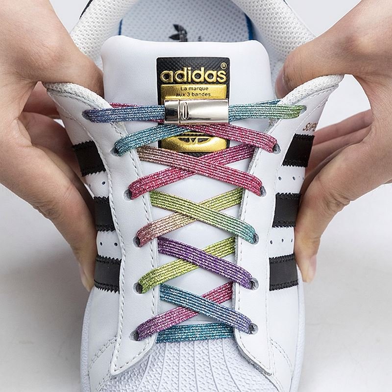 Colorful Elastic Sneakers Shoe laces Quick wear in 1 second Lazy Shoelaces Unisex Elastic Magnetic No Tie Shoelaces
