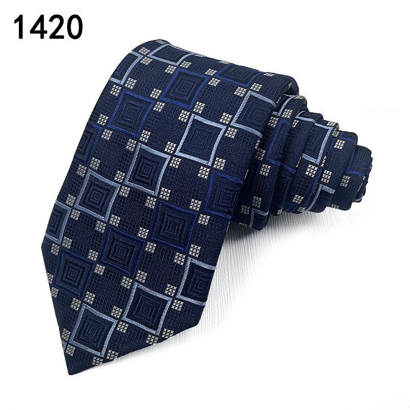 T-70- Silk Navy Stripe Mens Business Style Woven Jacquard Neckties Classic Fashion Cheap Ties