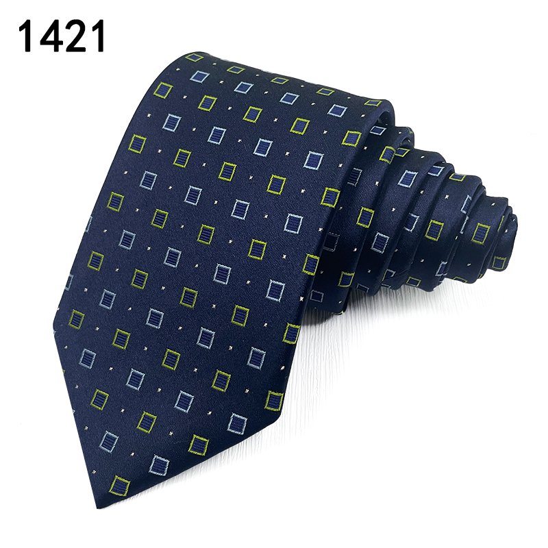 T-70- Silk Navy Stripe Mens Business Style Woven Jacquard Neckties Classic Fashion Cheap Ties